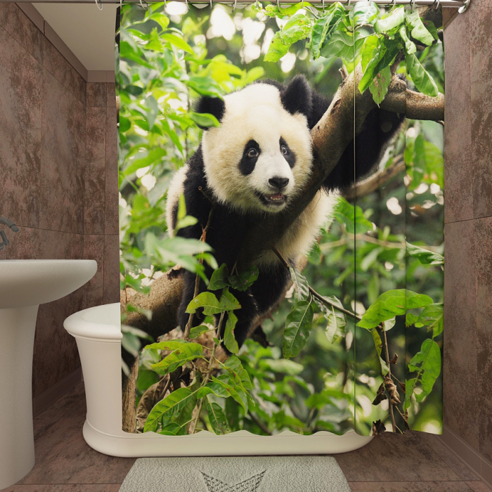 Фотошторы для ванной «Бамбуковый медведь»