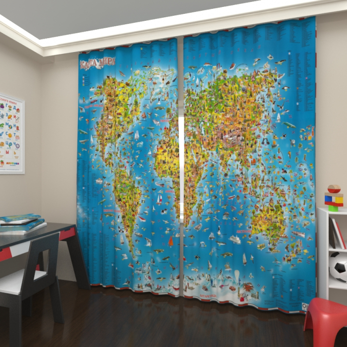 Большая распродажа «Детская карта мира, Сатен»
