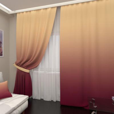 Бордово-оранжевое омбре