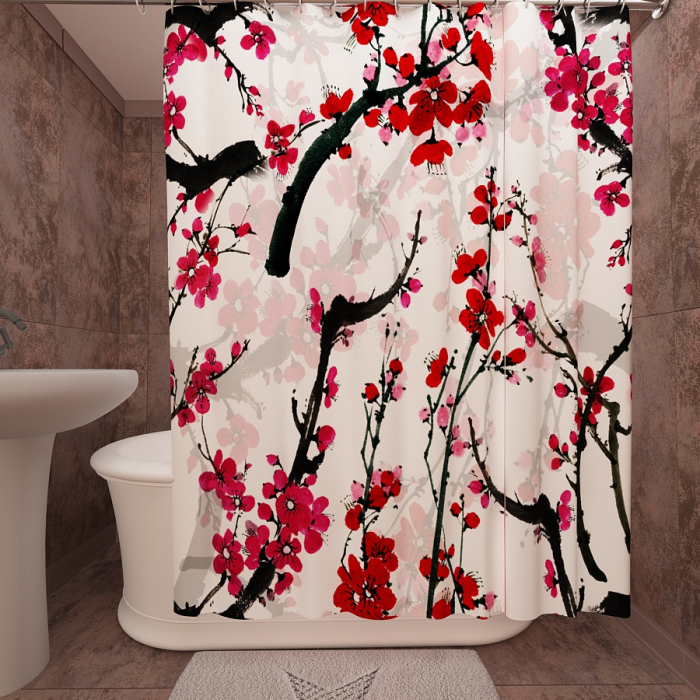 Фотошторы для ванной «Цветущая сакура 9»