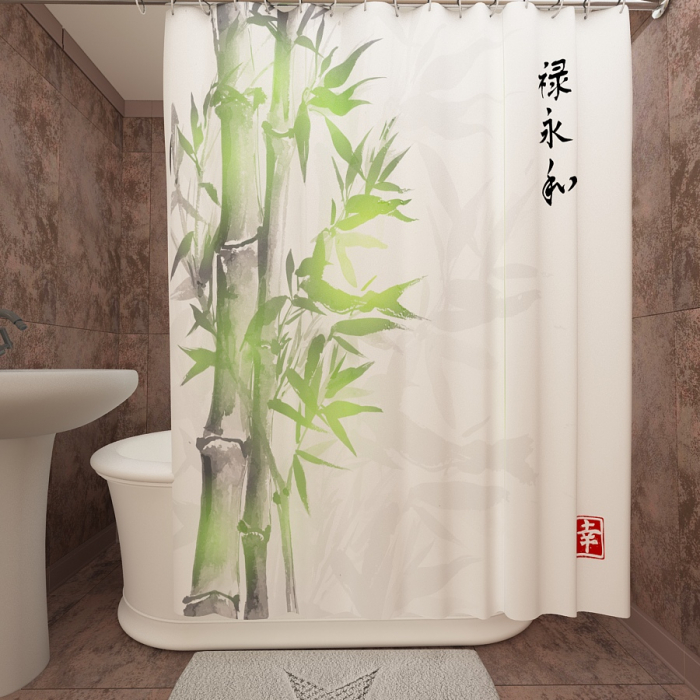 Фотошторы для ванной «Ветви бамбука»