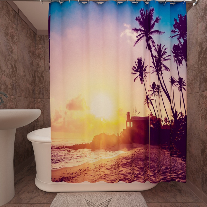 Фотошторы для ванной «Закат в Шри-Ланке»